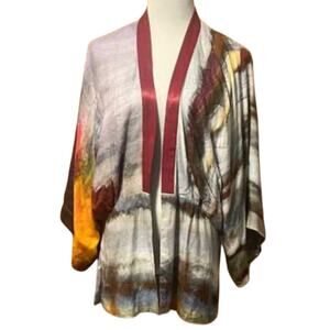 Blank London Scenic Print Lined Kimono Open Front Jacket OS
